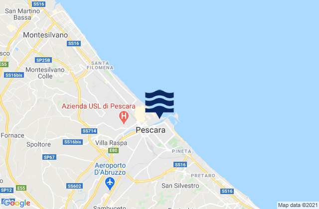Karte der Gezeiten Spiaggia Pescara, Italy