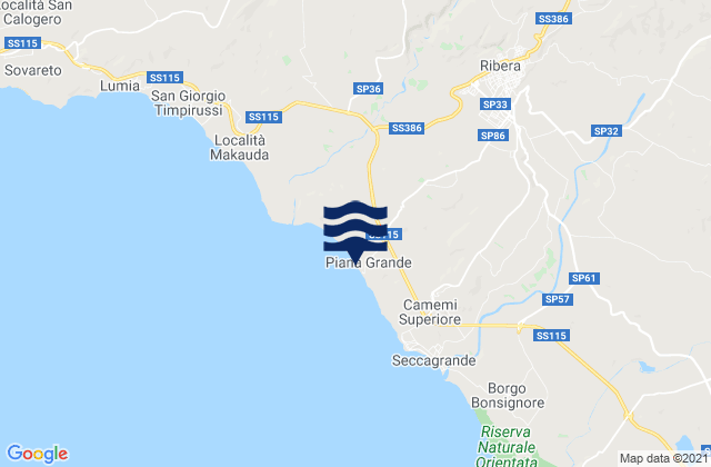 Karte der Gezeiten Spiaggia Piana Grande, Italy