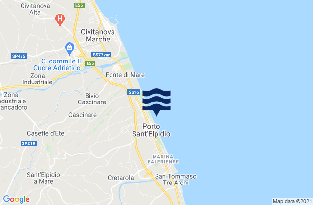 Karte der Gezeiten Spiaggia Porto Sant'Elpidio, Italy