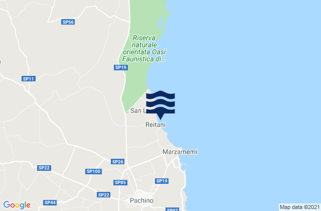 Karte der Gezeiten Spiaggia Reitani, Italy