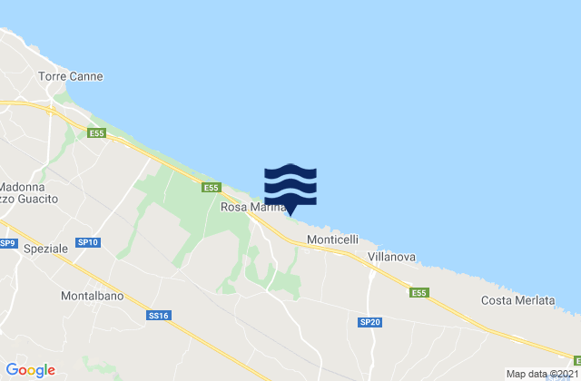 Karte der Gezeiten Spiaggia Rosa Marina, Italy
