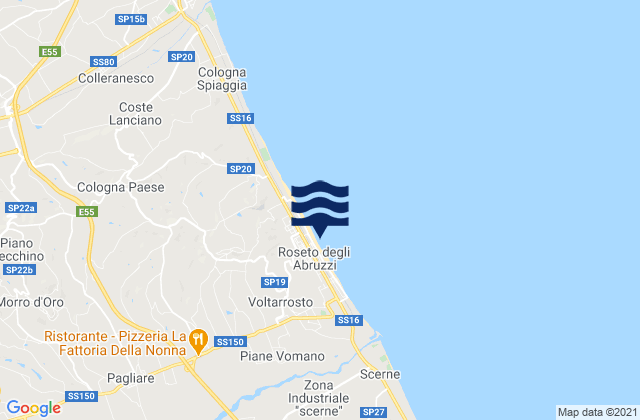 Karte der Gezeiten Spiaggia Roseto degli Abruzzi, Italy