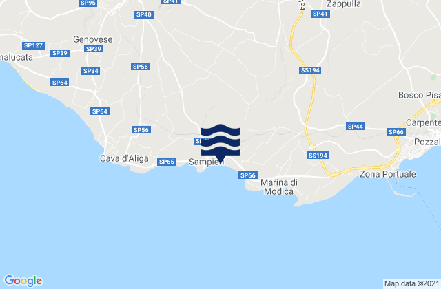 Karte der Gezeiten Spiaggia Sampieri, Italy