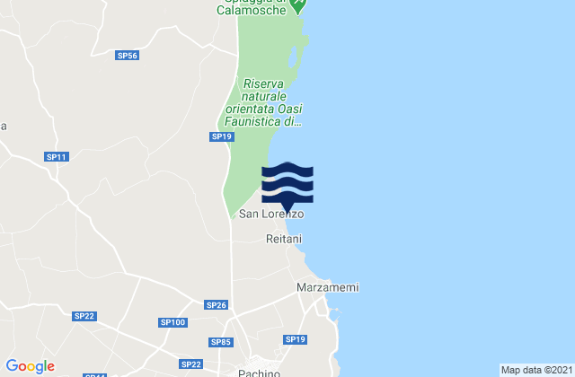 Karte der Gezeiten Spiaggia San Lorenzo, Italy