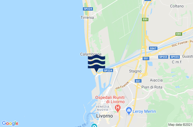 Karte der Gezeiten Spiaggia Verruca, Italy