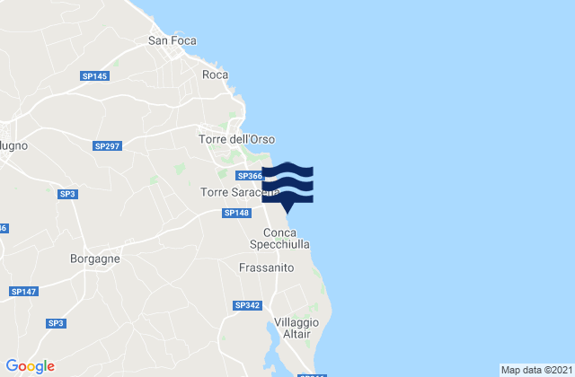 Karte der Gezeiten Spiaggia della Punticeddha, Italy