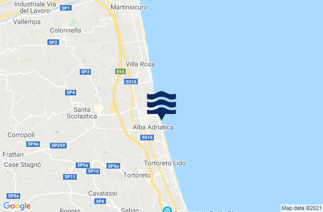 Karte der Gezeiten Spiaggia di Alba Adriatica, Italy