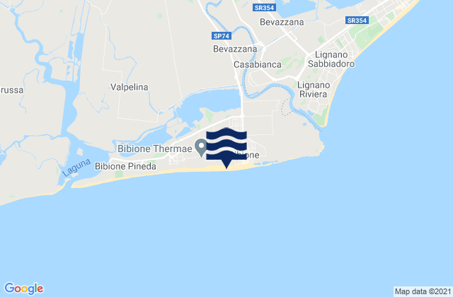 Karte der Gezeiten Spiaggia di Bibione, Italy