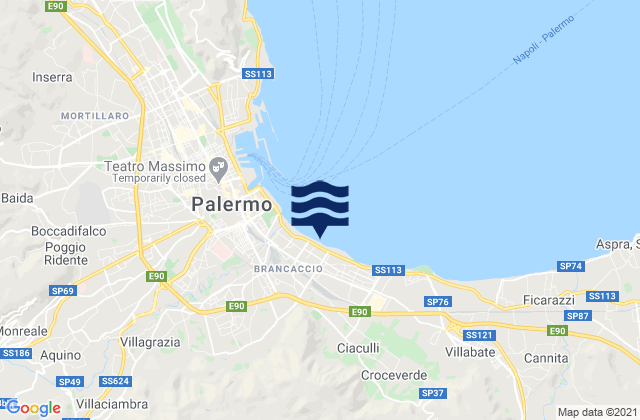 Karte der Gezeiten Spiaggia di Brancaccio, Italy