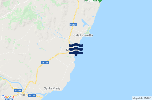 Karte der Gezeiten Spiaggia di Cala Liberotto, Italy