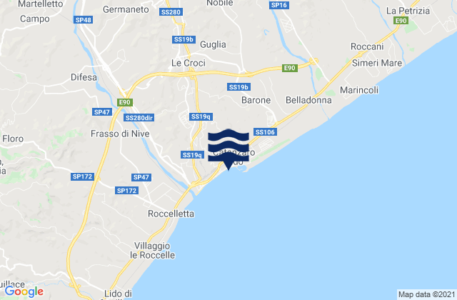 Karte der Gezeiten Spiaggia di Catanzaro Lido, Italy