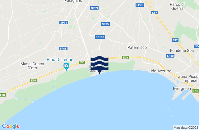 Karte der Gezeiten Spiaggia di Chiatona, Italy
