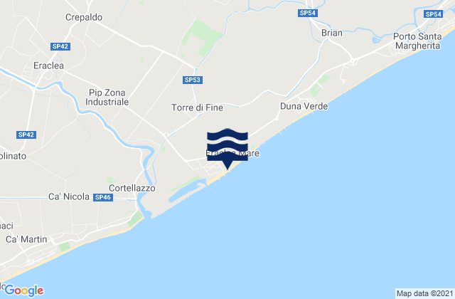 Karte der Gezeiten Spiaggia di Eraclea Mare, Italy