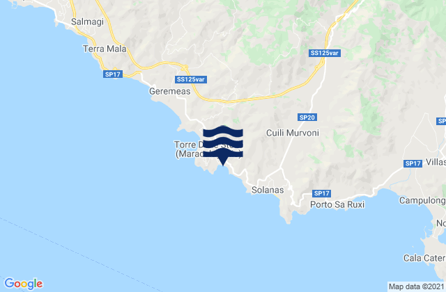 Karte der Gezeiten Spiaggia di Genn'e Mari, Italy