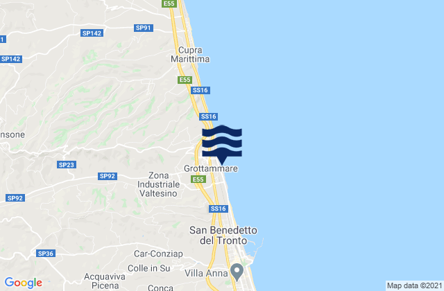 Karte der Gezeiten Spiaggia di Grottammare, Italy