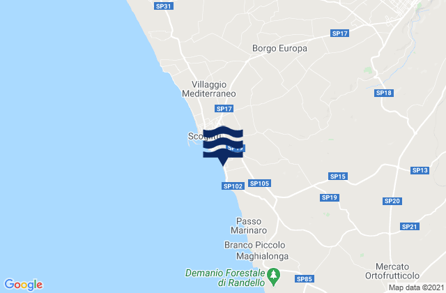 Karte der Gezeiten Spiaggia di Kamarina, Italy