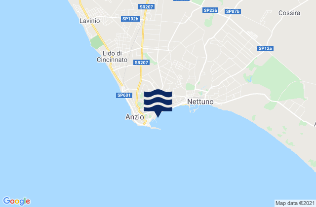 Karte der Gezeiten Spiaggia di Lavinio, Italy