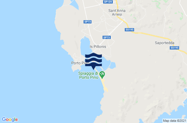 Karte der Gezeiten Spiaggia di Porto Pino, Italy