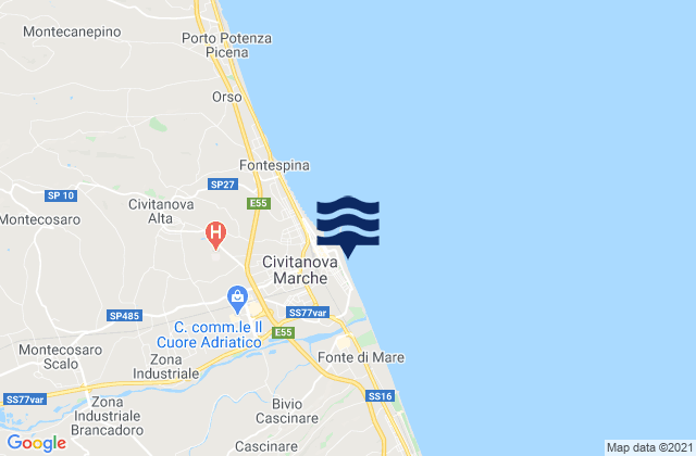 Karte der Gezeiten Spiaggia di Portocivitanova, Italy
