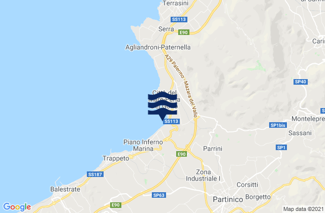 Karte der Gezeiten Spiaggia di Salvina, Italy
