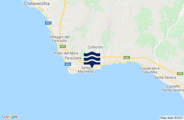 Karte der Gezeiten Spiaggia di Santa Marinella, Italy
