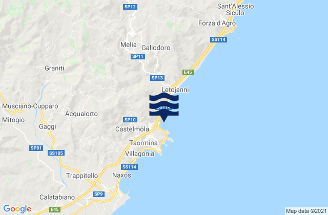Karte der Gezeiten Spiaggia di Spisone, Italy