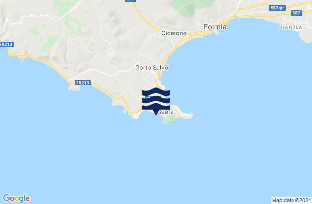 Karte der Gezeiten Spiaggia di Sèrapo, Italy