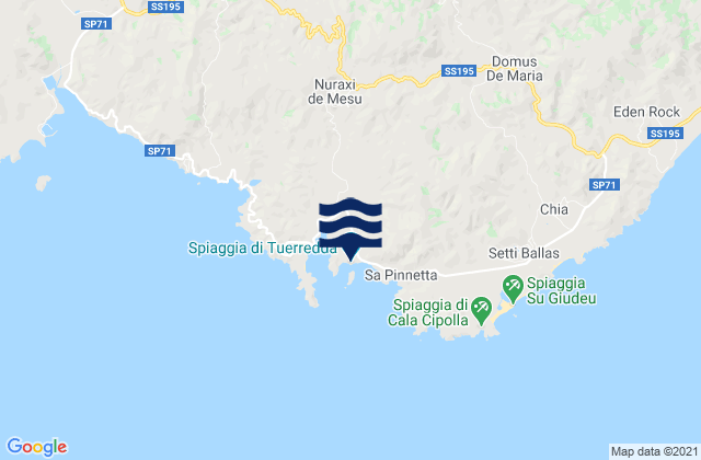 Karte der Gezeiten Spiaggia di Tuerredda, Italy