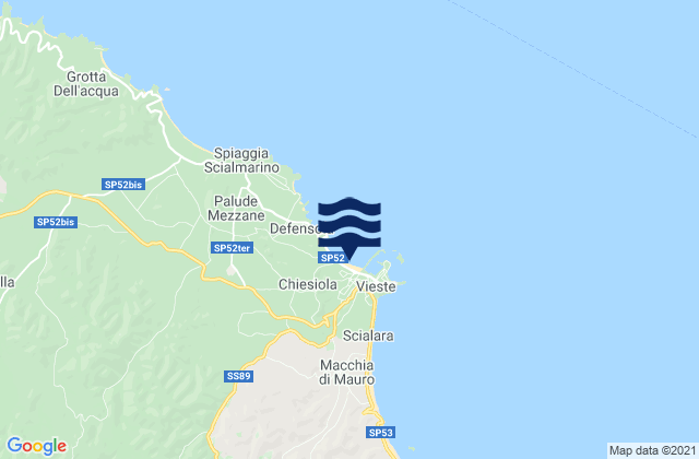 Karte der Gezeiten Spiaggia di Vieste, Italy