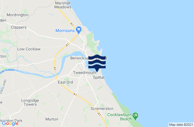 Karte der Gezeiten Spittal - Quay Beach, United Kingdom