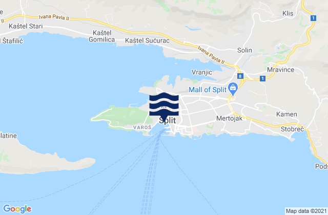 Karte der Gezeiten Split, Croatia