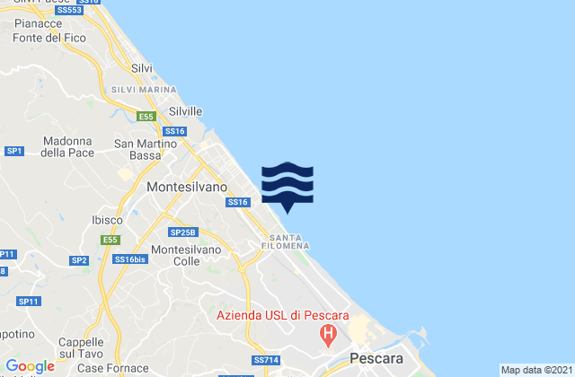 Karte der Gezeiten Spoltore, Italy