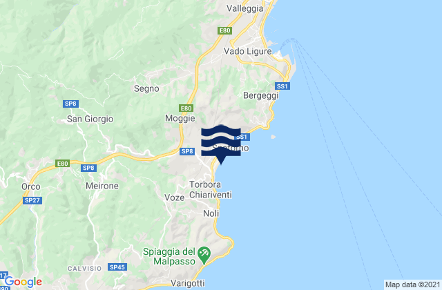Karte der Gezeiten Spotorno, Italy