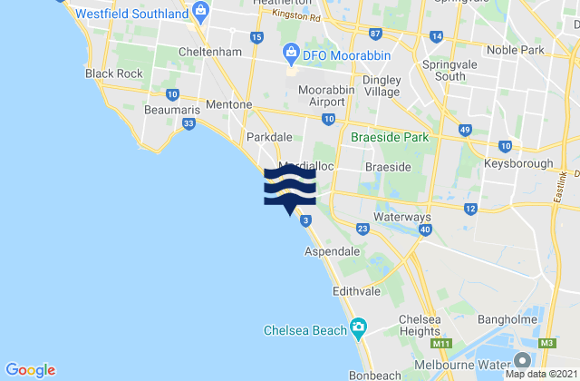 Karte der Gezeiten Springvale, Australia
