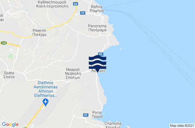 Karte der Gezeiten Spáta, Greece