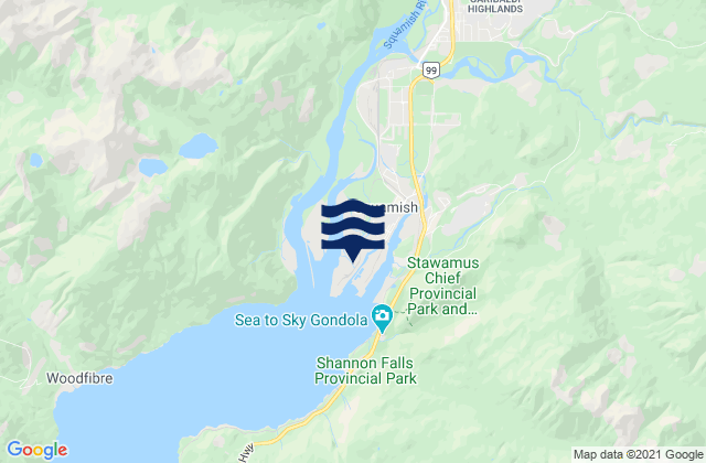 Karte der Gezeiten Squamish, Canada