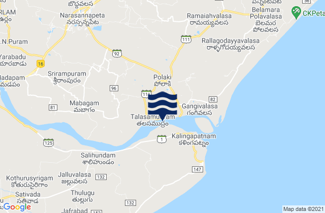 Karte der Gezeiten Srīkākulam, India