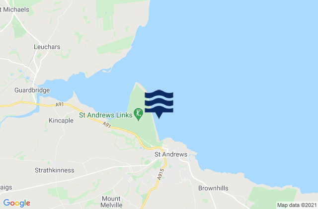 Karte der Gezeiten St Andrews West Sands Beach, United Kingdom
