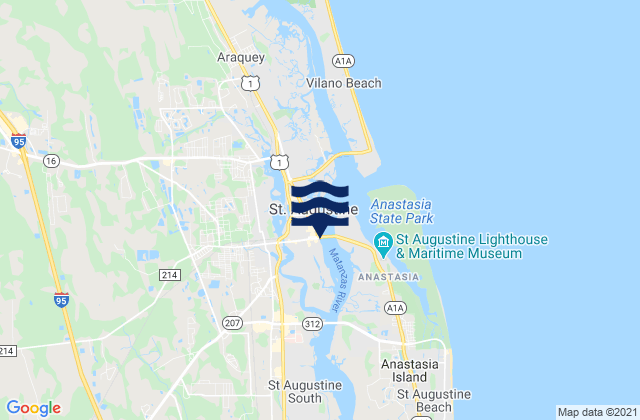 Karte der Gezeiten St Augustine city dock, United States