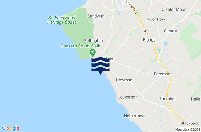 Karte der Gezeiten St Bees Beach, United Kingdom
