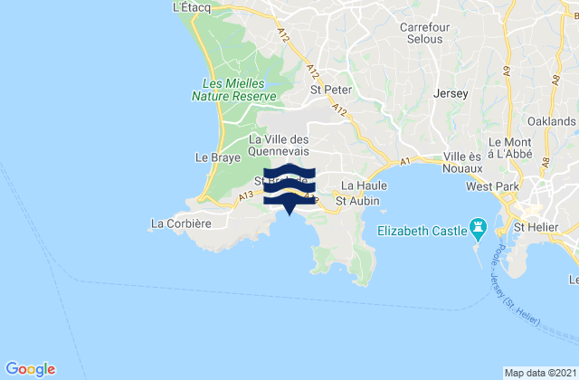 Karte der Gezeiten St Brelades Bay Beach, France