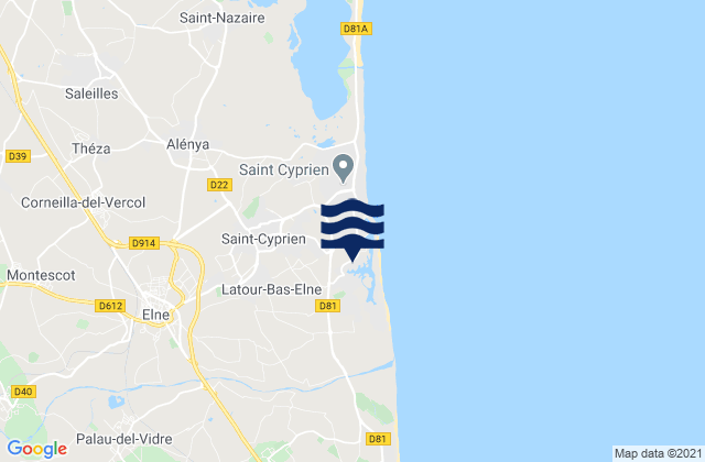 Karte der Gezeiten St Cyprien, France