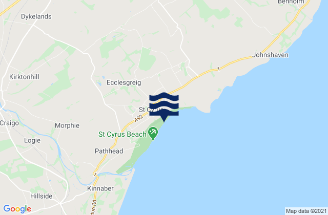 Karte der Gezeiten St Cyrus Beach, United Kingdom