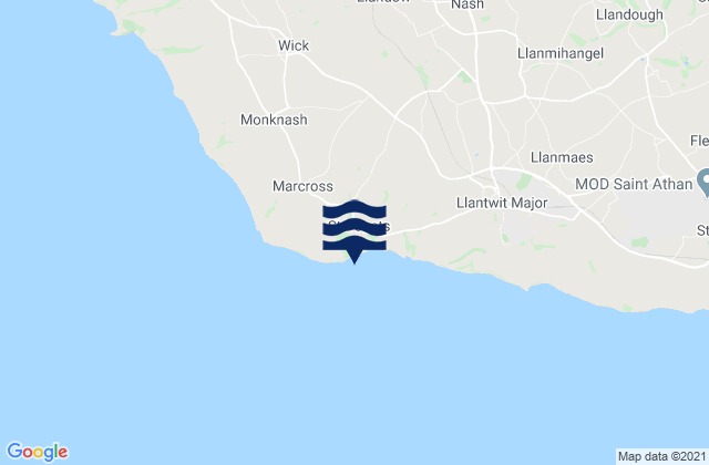Karte der Gezeiten St Donat's Bay, United Kingdom