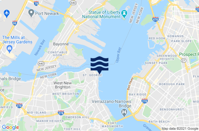 Karte der Gezeiten St George Staten Island, United States
