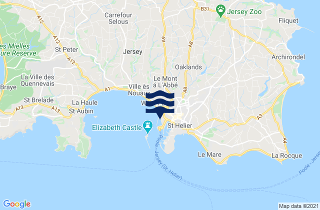 Karte der Gezeiten St Helier Jersey Island, France
