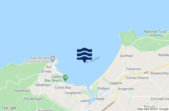 Karte der Gezeiten St Ives Bay Beach, United Kingdom