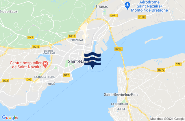 Karte der Gezeiten St Nazaire Loire River, France