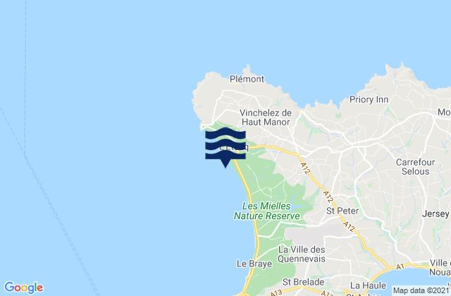 Karte der Gezeiten St Ouen Bay Beach, France