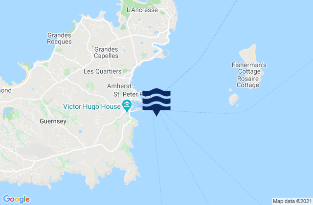 Karte der Gezeiten St Peter Port Guernsey Island, France